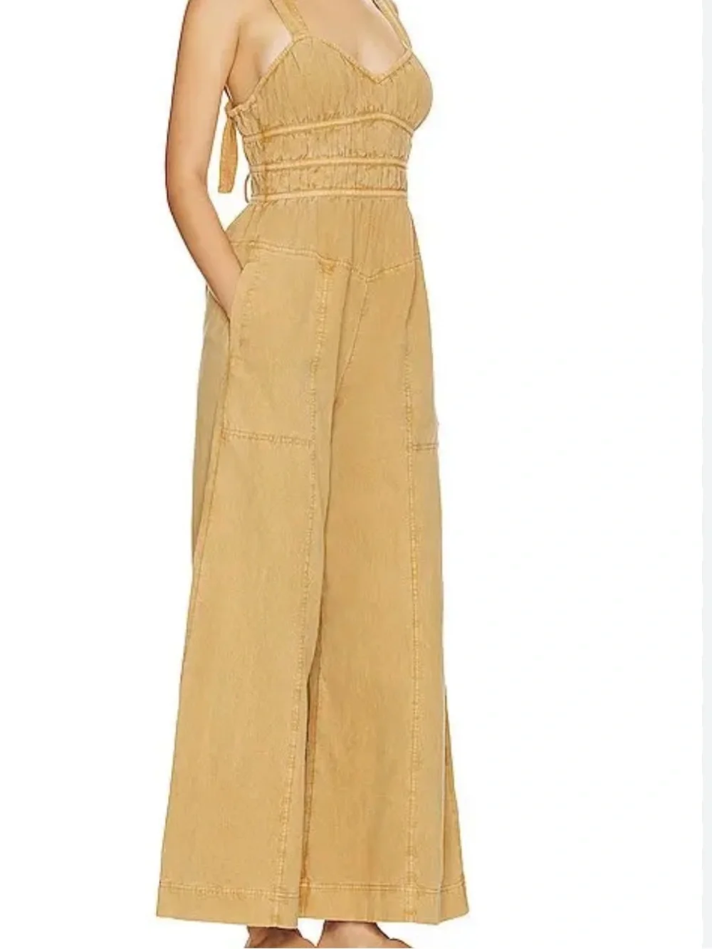 Free‎ People Mustard Yellow Wide-Leg Jumpsuit